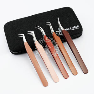 Wholesale Fiber Tip Eyelash Extension Tweezer Curved Classic Volume Fine X Boot Pointed Tip Lash Application <b>Tool</b> - Product Image 1