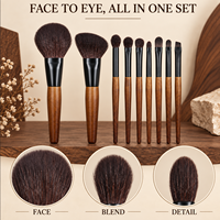 Pinceau de maquillage en poils de chèvre brun, manche en bois massif, pinceau cosmétique pour le visage, pour le fond de teint, le blush et la poudre, les sourcils