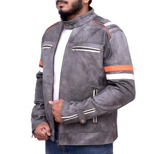Blouson de motard en cuir véritable pour homme, nouvelle arrivée personnalisée, 2026, écologique, léger, logo frontal, style streetwear - Product Image 4