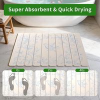 Tapis de cuisine antidérapant absorbant à séchage rapide à motif floral CF, tapis de séchage en pierre, tapis de bain pliable en pierre d'argile diatomée
