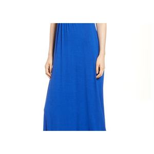 Loveappella Abito lungo in jersey blu Mazarine con scollo a V, vestibilità comoda, stile impero, linea aderente, modello a tubino, taglia XL, in poliestere - Product Image 6