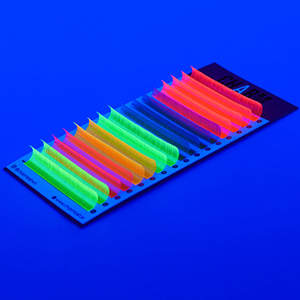 CharmLash Extensions de cils en fibres PBT coréennes effet soie de vison, mixtes UV néon phosphorescentes, en plateaux, boîte d'emballage - Product Image 2