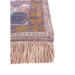 พรมไหมพรมผสมไหมไผ่ถักมือลายดอกไม้สีน้ำเงินแมนชาฮา สำหรับบ้าน ห้องนอน และทางเดิน รูปทรงสี่เหลี่ยมผืนผ้า รุ่น Jaipur US-Les-2578 - Product Image 4