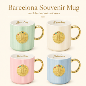Taza de Café de Cerámica de Recuerdo de <span class=keywords><strong>Barcelona</strong></span>, España, Diseño Sagrada Fامília con Insignia Metálica, para Venta al por Mayor OEM de Porcelana Nueva - Product Image 2