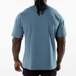 T-shirts personnalisés poids lourd Boxy pour hommes 100% coton Jersey décontracté motif solide épaule tombante couleur unie utilisé balle de vêtements teints - Product Image 2