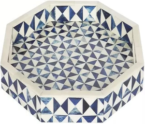 Resin Inlay Disposable Tray Rectangle Customized Pattern Modern Party Serving Server Handle Polished - Product Image 1