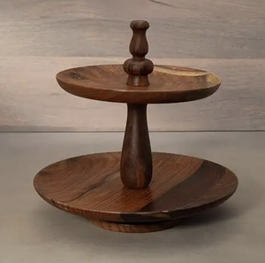 Acacia <b>Wood</b> <b>Cake</b> Tool Cupcake Stand and Serving Tray Elegant Party Dessert Stand - Product Image 2