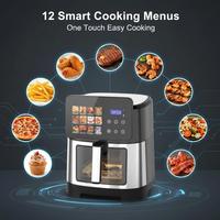 Freidora de Aire Profesional de Gran Capacidad de 9.5L, Pantalla Táctil Digital, Doble Calentamiento, Freidora de Aire sin Aceite, Horno Freidora de Aire Inteligente