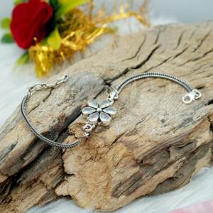 Pulsera de abalorio fino de Plata de Ley 925, Zirconia cúbica Natural, regalo de boda y aniversario Floral ajustable para ella - Product Image 2