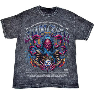 Unisex Casual Trendy Vintage Acid Wash Camiseta 100% algodón Drop Shoulders Prime Quality para Puff Print Graffiti Short Knitted - Product Image 1