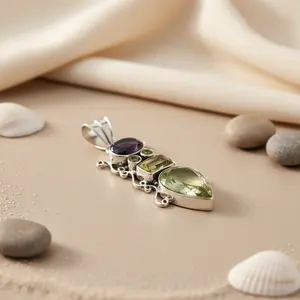 Collar con Colgante de Plata 925 con Múltiples Piedras Preciosas para Mujer, con Oro Rosa y Platino, Joyería de Regalo con Dijes de Cuentas - Product Image 3