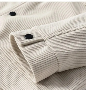 Vêtements de travail décontractés en fourrure de mouton d'hiver pour hommes veste en velours côtelé à simple boutonnage teint en plaine - Product Image 6