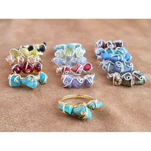 Bohemia Style Gold-Plated Alloy <b>Rings</b> Natural Stone Gemstone Jewelry - Product Image 1