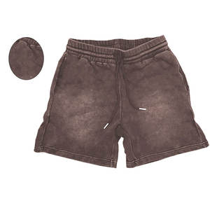 2024 <b>Men's</b> Cotton Acid Wash <b>Shorts</b> with Puff Print New Style Custom Drawstring Solid <b>Pattern</b> Wash <b>Shorts</b> - Product Image 3