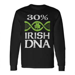 Camiseta de manga larga con estampado serigrafiado de Irish DNA 30 Percent St Patricks Day, unisex para adultos, cuello redondo - Product Image 2