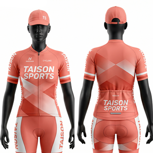 Conjunto de Jersey de Ciclismo para Mujer, 210 GSM, Tela Elástica de Poliéster, Diseño de Paneles en Blanco Coral, Impresión por Sublimación, Logotipo Personalizado - Product Image 1