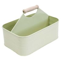 Organisateur de cuisine ovale en acier inoxydable avec poignée, revêtement poudré texturé, pour ustensiles et planches à découper, compatible lave-vaisselle