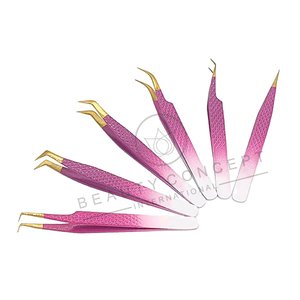 Beauty Concept Pinzas para extensiones de pestañas Ombre Pink & White Acero de alta calidad y acero inoxidable Eco-Friendly by Beauty Concept - Product Image 5