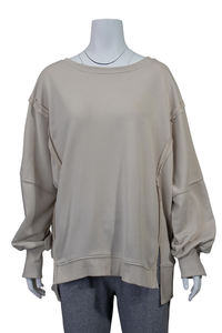 Sweat-shirt personnalisé pour femmes Col rond Chemises à manches longues en polyester et viscose Ourlet fendu sur le côté Sweatshirts à capuche pour femmes - Product Image 5