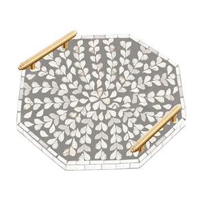 New Arrival Vietnam Mother of Pearl Trays with Two <b>Handle</b> Wholesale Mother of Pearl Chocolate Trays Eid Mubarak <b>MOP</b> Flora Tray - Product Image 6