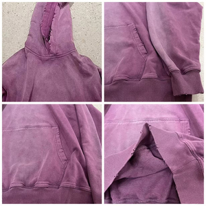 Sweat à capuche unisexe en molleton 100% coton, coupe classique, style streetwear vintage, effet délavé soleil et délavé à l'acide, effet usé, sans cordon - Product Image 3