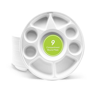 Set d'assiettes en papier jetables 4 CP 11 pouces Eco-Friendly Heavy Duty Option 100% Bagasse biodégradable compostable pour les fêtes - Product Image 2