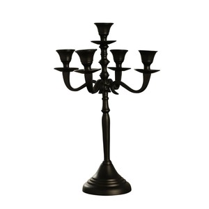 Candélabre en métal aluminium finition argentée exclusive à 5 bras, support de bougie pour mariage, événement, décoration de la maison - Product Image 3