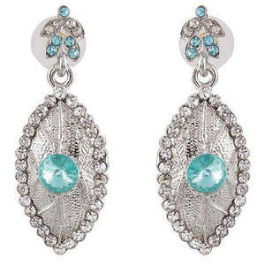 Boucles d'oreilles Kriaa Fine Dangle Bleu Pierre Autrichienne Plaqué Rhodium Modèle 1302337 - Product Image 1