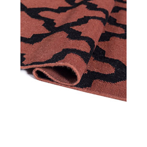 พรมขนสัตว์สไตล์คลาสสิกอินดัสบาร์ สีแดงส้ม ทอลายเรียบ รูปทรงเรขาคณิต ทำด้วยมือ สำหรับห้องนั่งเล่นและห้องนอน-รุ่น Dwrm-138 - Product Image 2
