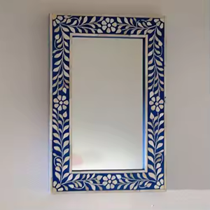 Handmade Modern Design Black and <b>White</b> Wood Bone Inlay <b>Mirror</b> <b>Frame</b> Custom Designed by crescent crafts - Product Image 2