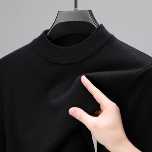 Suéter de punto de medio cuello alto nuevo Otoño/Invierno sudaderas de cuello simulado jerséis de Color sólido hombre marca Casual hombres ropa - Product Image 2