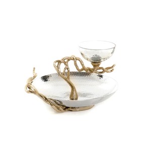 Luxury <b>Silver</b> Bowl Set of Three with Decorative <b>Tray</b> Elegant Serving Set Stylish Centerpiece for Home Tabletop Display - Product Image 4