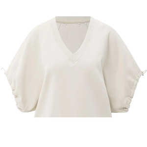 เสื้อสเวตเชิ้ตผู้หญิงคอวีทรงโอเวอร์ไซส์ น้ำหนัก 340 กรัม ผ้าฟลีซ สำหรับฤดูหนาว ระบายอากาศได้ดี เป็นมิตรกับสิ่งแวดล้อม ปักลาย ผสมโพลีเอสเตอร์/คอตตอน แขนยาว - Product Image 4