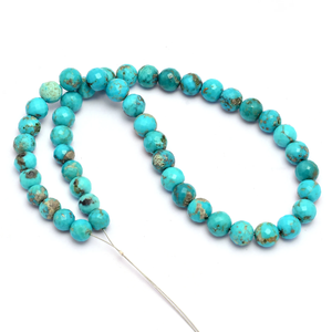 <b>Turquoise</b> 7mm-8.50mm Round Faceted <b>Beads</b> Natural Genuine Arizona <b>Turquoise</b> Semi Precious Gemstone Loose Balls <b>Beads</b> For Jewelry - Product Image 1
