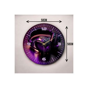Patrón de impresión colorida 50cm Reloj de pared Gamer Auriculares Diseño Mesa silenciosa de madera Regalo para entusiastas de los Juegos - Product Image 3