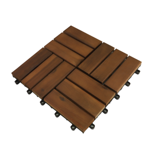 Azulejo de cubierta de madera de acacia natural 12 listones de diseño entrelazado | Suelo de exterior ecológico sin tornillos | Hecho en Vietnam - Product Image 4