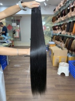 Extensiones de Cabello Humano Liso Natural Súper Doble Trama, Destacadas, Cabello Virgen Vietnamita Negro Natural, ¡Gran Venta!