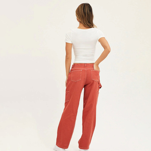 2025 Summer High Street Casual <b>Women's</b> <b>Baggy</b> Double Knee Straight Denim <b>Jeans</b> Pants OEM Service - Product Image 5