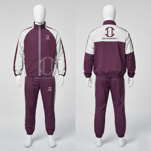 Conjunto Deportivo Personalizado Colorblock con Cierre para Hombre, de Alta Calidad, Impermeable, con Dobladillo Ajustable, 2 Piezas, Estilo Urbano - Product Image 3