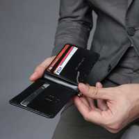 Dompet pria kulit kualitas tinggi Premium dengan klip uang kuat dompet kulit antik aksesori pria dompet buaya