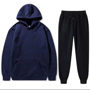 ชุดวอร์มลำลองผู้ชายคุณภาพสูง ดีไซน์เรียบง่าย 2 ชิ้น กางเกงจ็อกกิ้ง ระบายอากาศได้ดี ผ้าฝ้าย 100% สำหรับออกกำลังกายในฤดูหนาว - Product Image 1