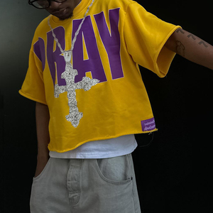 Camisetas Holgadas de Alta Calidad con Logotipo Personalizado, Estilo Urbano, 240g, Algodón Grueso, Serigrafía con Pedrería, Transpirables, para Hombre, Talla Grande - Product Image 4