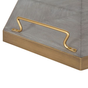 Hexagon Shape Solid Wood Food Serving <b>Tray</b> with Metal Iron Handles Prime Quality Large Bamboo Wood <b>Tray</b> Ideal for Serving - Product Image 3