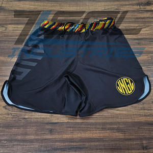 Pantalones cortos MMA antideslizantes, cintura elástica, Micro estiramiento, Micro sarga, Lucha, pantalones cortos BJJ, logotipos personalizados, sublimación hecha en Pakistán - Product Image 1