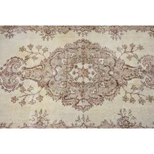 Classic Beige Brown 3.7 X 6.7ft Wool <b>Rug</b> Turkish Patchwork Design for Entryway Living Room or <b>Bedroom</b> Latex Backing - Product Image 5