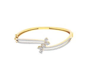 IGI Certified Lab Grown Round / Marquise & Pear Diamond Butterfly Designer <b>Bangle</b> <b>Bracelet</b> in 14K Yellow / White / Rose Gold - Product Image 1