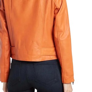 แจ็กเก็ตหนังแกะแฟชั่นสำหรับผู้หญิงคุณภาพสูงปกเสื้อแจ็กเก็ตเปิดสบายแบบทึบระบายอากาศได้ดีเทคนิคการย้อมสีเรียบ - Product Image 4