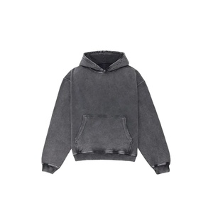 เสื้อฮู้ดดี้ทรงบ็อกซี่สำหรับผู้ชาย ผ้าฟลีซคอตตอน 100% น้ำหนัก 300 กรัม ระบายอากาศได้ดี บริการ OEM แต่งสไตล์วินเทจ ประดับคริสตัลตามสั่ง - Product Image 1