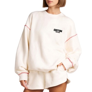 Conjunto de Sudadera de Invierno de Algodón Personalizado para Mujer, Cuello Redondo Cuadrado de Alta Calidad con Logotipo Frontal - Product Image 1