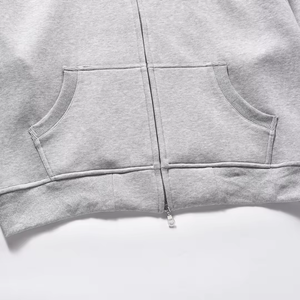 Sudadera con capucha gris color puro personalizada al por mayor estilo informal cárdigan con cremallera enmascarada sudaderas con capucha de algodón para hombre - Product Image 6